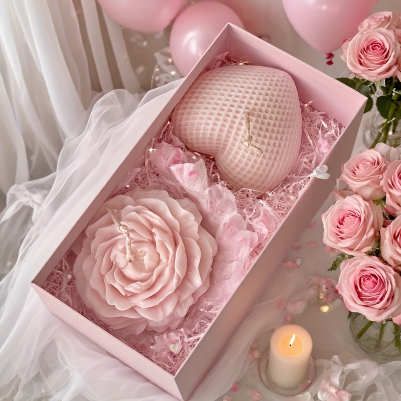 2pcs Peony Flower Woven Heart  - đánh giá và giá Candle Making Bath