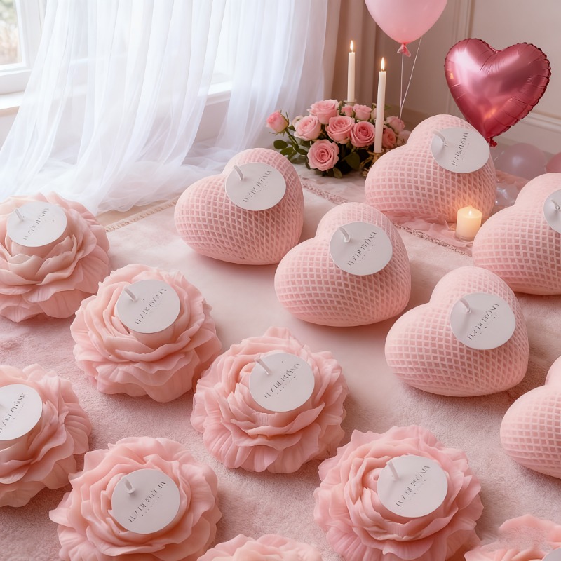 2pcs Peony Flower Woven Heart  - đánh giá và giá Candle Making Bath
