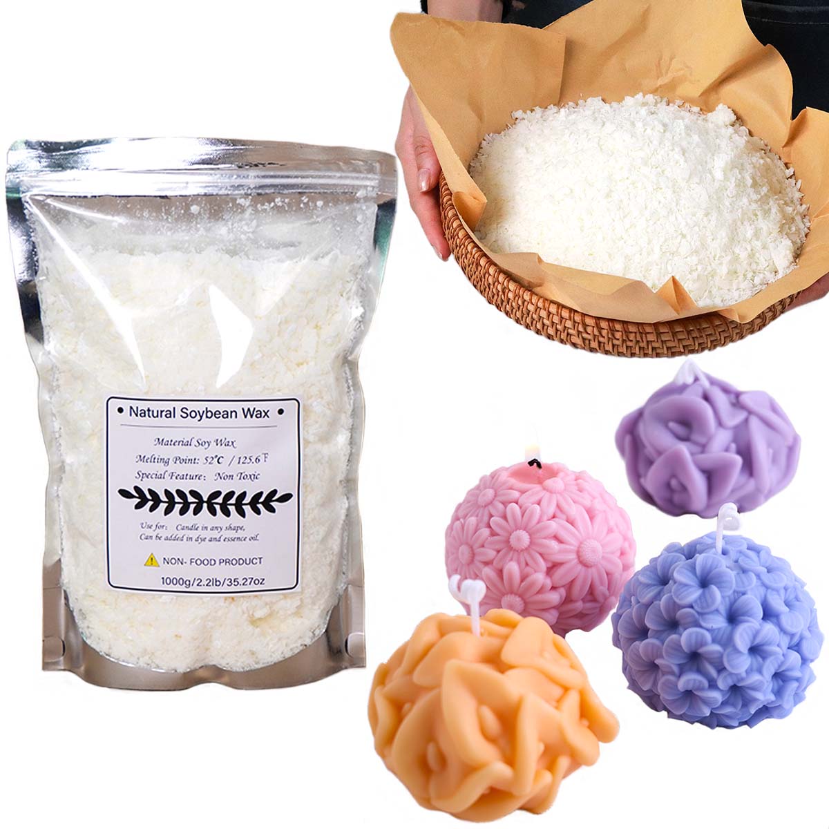 100/250/500/1000g Natural Soy  - đánh giá và giá Candle Making Kits