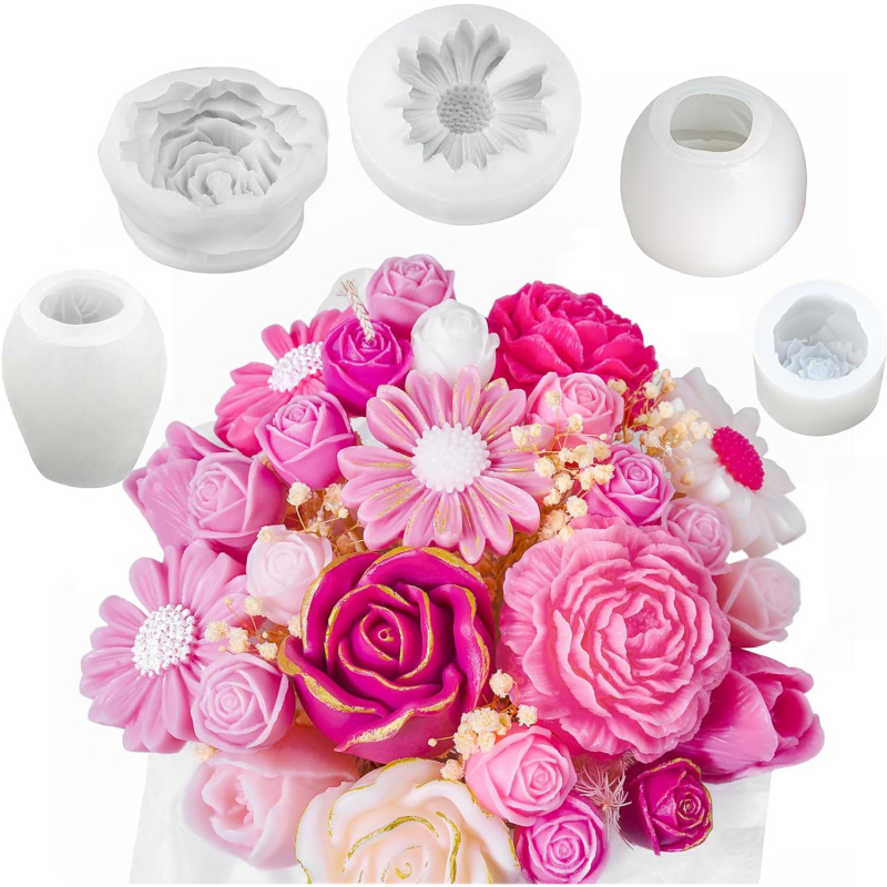 5Flower Candle Mold Set，3D Flo - đánh giá và giá Candle Making Kits