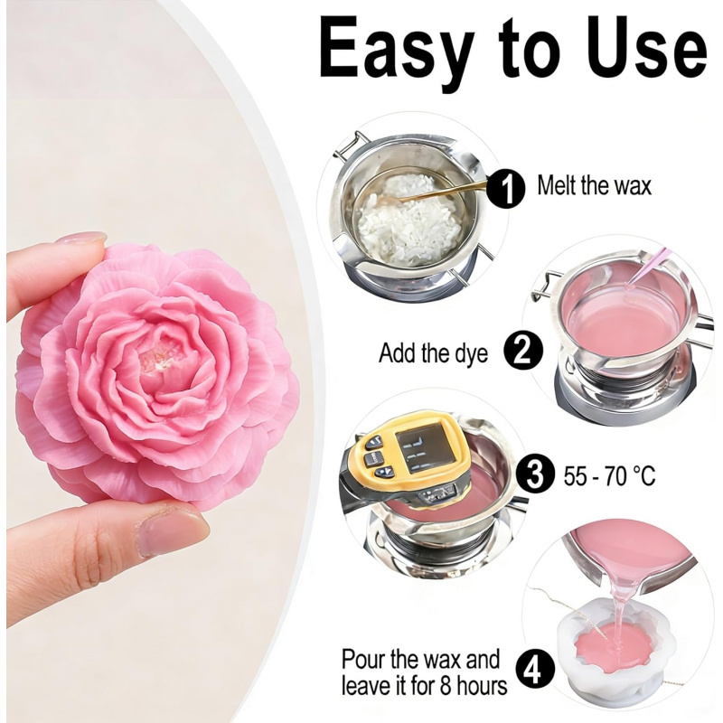 5Flower Candle Mold Set，3D Flo - đánh giá và giá Candle Making Kits